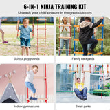 Outdoor Play Equipment: VEVOR Ninja Warrior Obstacle Course for Kids, 15.24 m Weatherproof Slacklines, 500lbs Weight Capacity Monkey Line, Outdoor Playset Equipment, Backyard Toys Training Equipment Set with 10 Obstacles