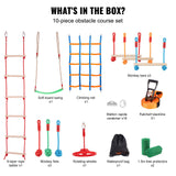 Outdoor Play Equipment: VEVOR Ninja Warrior Obstacle Course for Kids, 15.24 m Weatherproof Slacklines, 500lbs Weight Capacity Monkey Line, Outdoor Playset Equipment, Backyard Toys Training Equipment Set with 10 Obstacles
