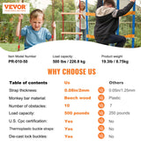 Outdoor Play Equipment: VEVOR Ninja Warrior Obstacle Course for Kids, 15.24 m Weatherproof Slacklines, 500lbs Weight Capacity Monkey Line, Outdoor Playset Equipment, Backyard Toys Training Equipment Set with 10 Obstacles
