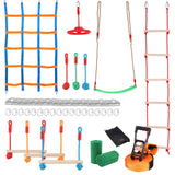 Outdoor Play Equipment: VEVOR Ninja Warrior Obstacle Course for Kids, 15.24 m Weatherproof Slacklines, 500lbs Weight Capacity Monkey Line, Outdoor Playset Equipment, Backyard Toys Training Equipment Set with 10 Obstacles