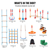 Outdoor Play Equipment: VEVOR Ninja Warrior Obstacle Course for Kids, 2 x 17m Weatherproof Slacklines, 227kg Weight Capacity Monkey Line, Outdoor Playset Equipment, Backyard Toys Training Equipment Set with 12 Obstacles