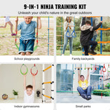Outdoor Play Equipment: VEVOR Ninja Warrior Obstacle Course for Kids, 2 x 19.8m Weatherproof Slacklines, 500lbs Weight Capacity Monkey Line, Outdoor Playset Equipment, Backyard Toys Training Equipment Set with 12 Obstacles