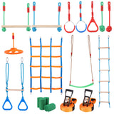 Outdoor Play Equipment: VEVOR Ninja Warrior Obstacle Course for Kids, 2 x 19.8m Weatherproof Slacklines, 500lbs Weight Capacity Monkey Line, Outdoor Playset Equipment, Backyard Toys Training Equipment Set with 12 Obstacles