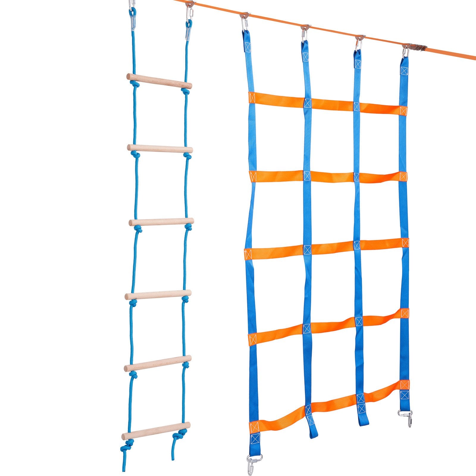 Outdoor Play Equipment: VEVOR Ninja Warrior Obstacle Course for Kids, 2 x 19.8m Weatherproof Slacklines, 500lbs Weight Capacity Monkey Line, Outdoor Playset Equipment, Backyard Toys Training Equipment Set with 12 Obstacles