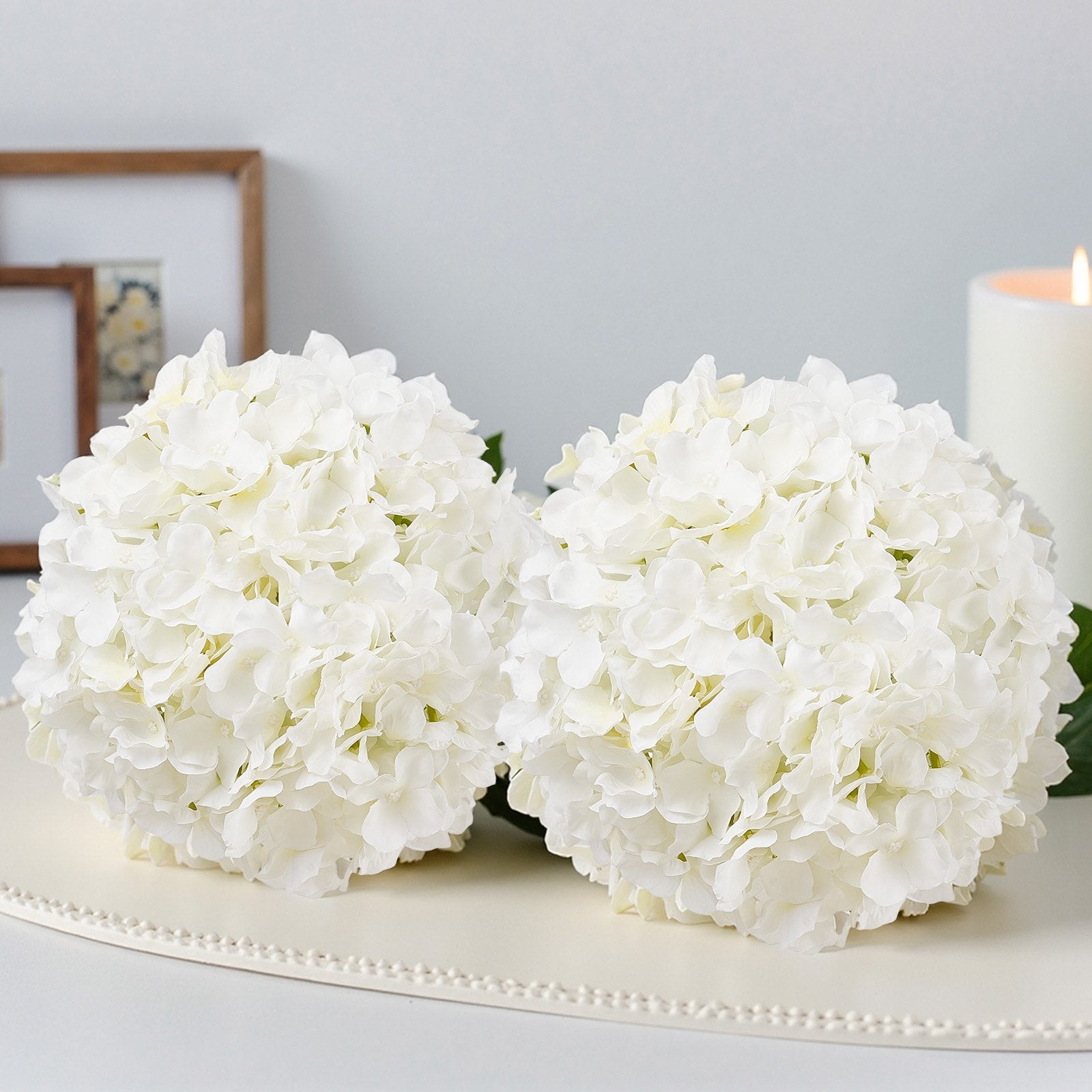 Vases & Table Decor: VEVOR Artificial Flowers, 105 pcs Real Looking White Silk Fake Hydrangea Bulk, White Faux Bridal Shower with Stems for DIY Wedding Bouquets, Home Centerpieces Arrangements, Party Tables Decorations