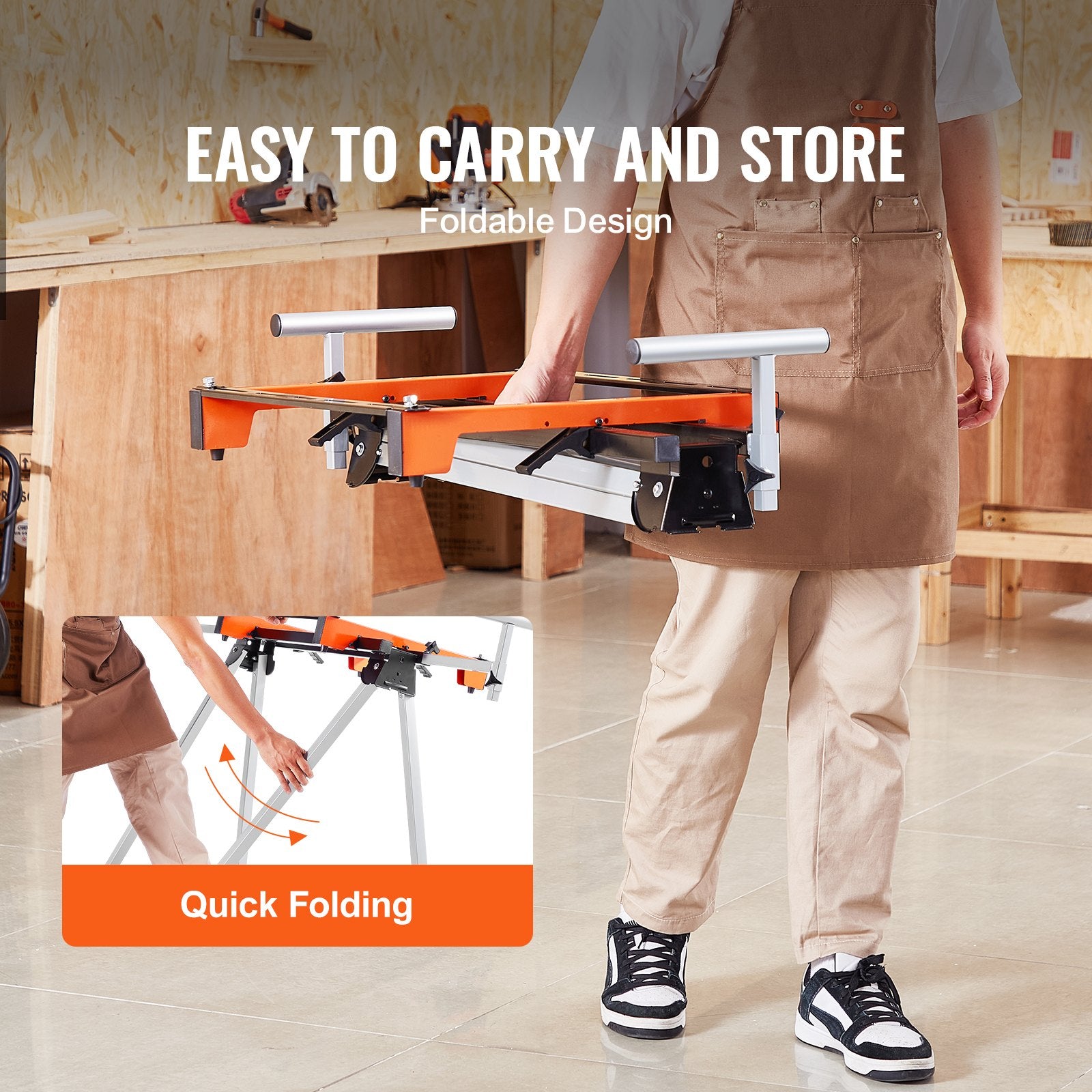 Saw Accessories: VEVOR Miter Saw Stand 300lbs Load Capacity Steel Collapsible Stand for Miter Saw