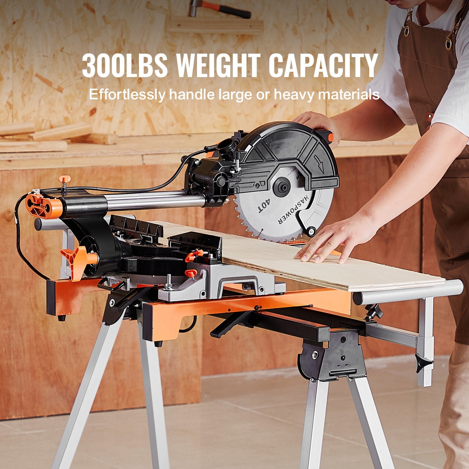 Saw Accessories: VEVOR Miter Saw Stand 300lbs Load Capacity Steel Collapsible Stand for Miter Saw
