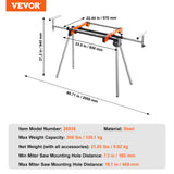 Saw Accessories: VEVOR Miter Saw Stand 300lbs Load Capacity Steel Collapsible Stand for Miter Saw