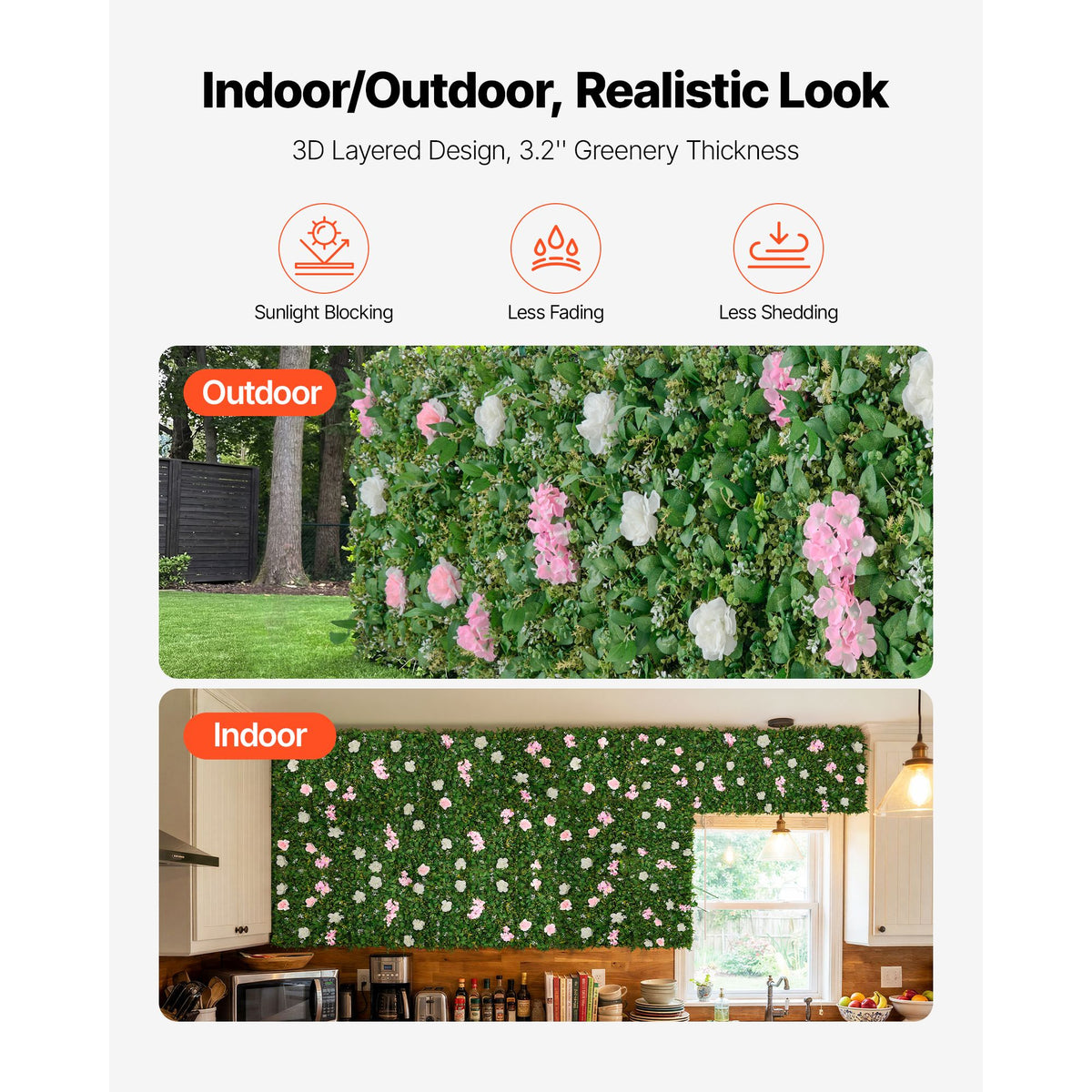 Artificial Luxury‌ Flower Wall Backdrop, 2 PCS, Each Panel 61 x 243.8 cm, Gorgeous 3D Silk Floral Backdrop Pet Friendly, Easy Installation Flower Wall Panel for Wedding, Event, Party, Home Decor