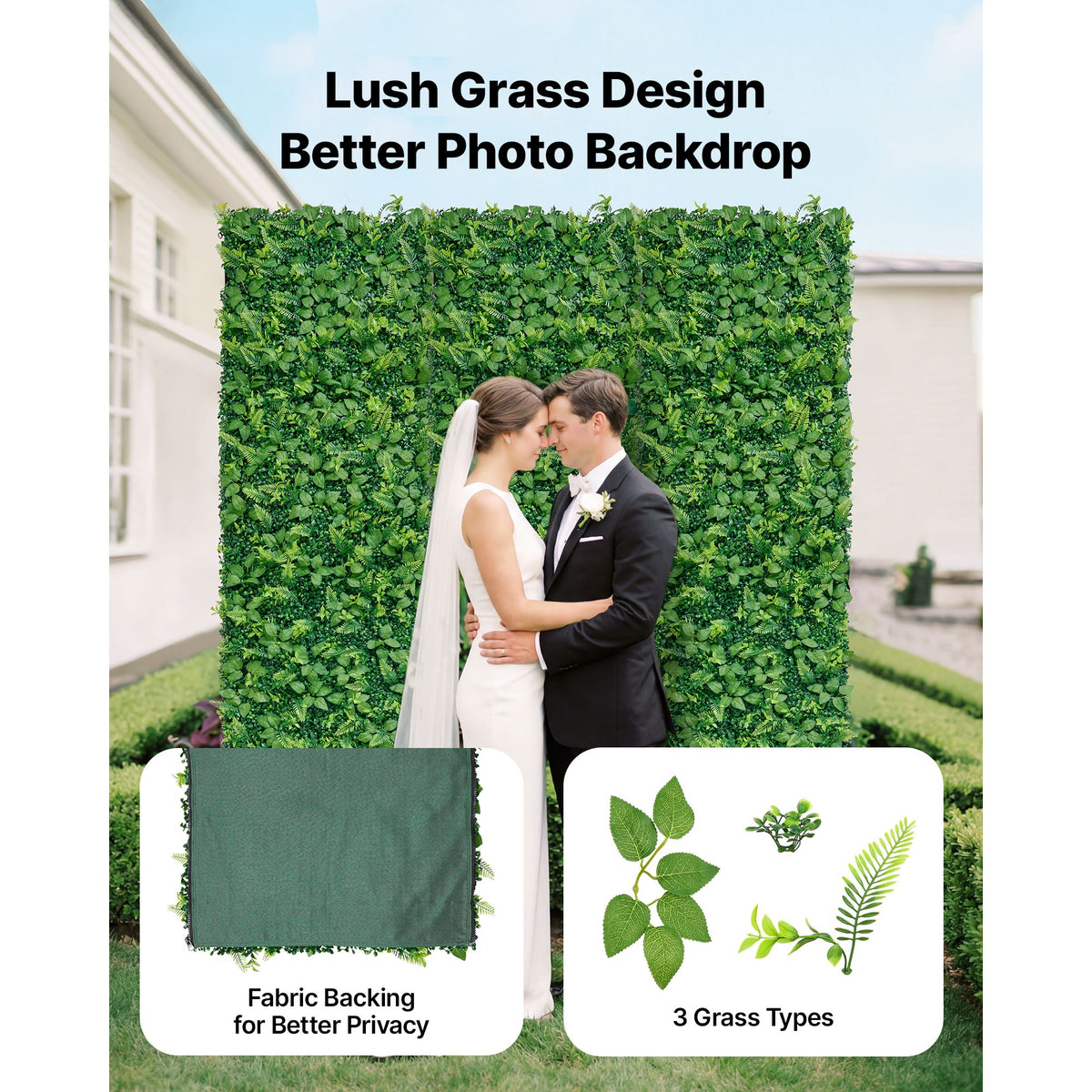 Artificial Plant Wall, 4 PCS 61 x 243.8 cm Artificial Boxwood Panels, Sun Protection Greenery Backdrop Privacy Hedge Fence, Fake Grass Screen for Wedding, Indoor, Outdoor Garden, Backyard