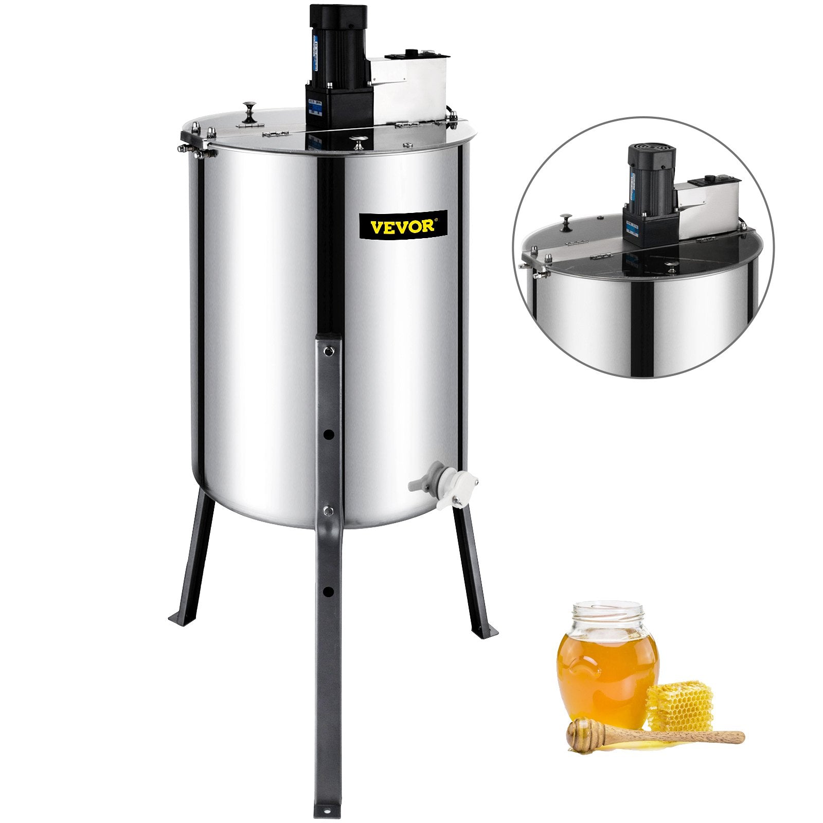 Farm Equipment: VEVOR 4 Frame Electric Honey Extractor Beekeeping 120 W Motor 2 Clear Lids