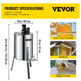 Farm Equipment: VEVOR 4 Frame Electric Honey Extractor Beekeeping 120 W Motor 2 Clear Lids