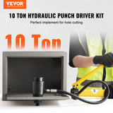 Caulking Tools: VEVOR 10 Ton Hydraulic Knockout Punch Kit, 1/2" to 2" Conduit Hole Cutter Set, KO Tool Kits with Puncher 6 Piece, Metal Sheet Driver Tools, For Aluminum, Brass, Stainless Steel, Fiberglass and Plastic