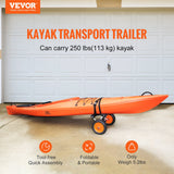 Boating Accessories: VEVOR Foldable Kayak Cart Canoe Boat Carrier 250lbs Load with 10'' Solid Tires