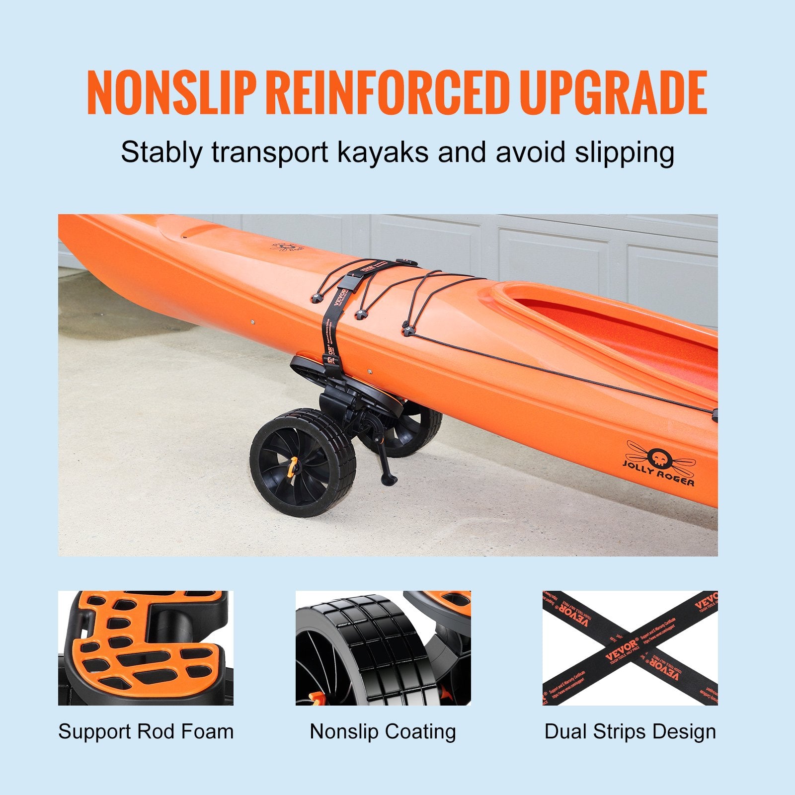 Boating Accessories: VEVOR Adjustable Kayak Cart Canoe Boat Carrier 320lbs Load with 10'' Solid Tires