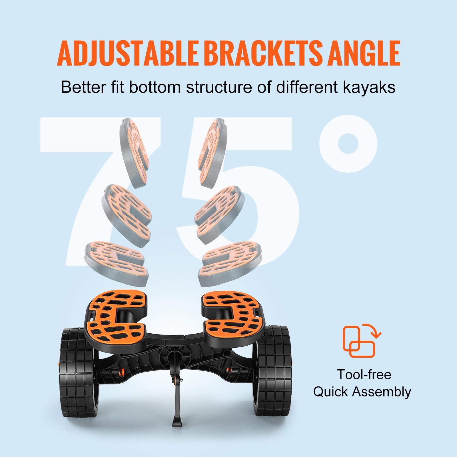 Boating Accessories: VEVOR Adjustable Kayak Cart Canoe Boat Carrier 320lbs Load with 10'' Solid Tires