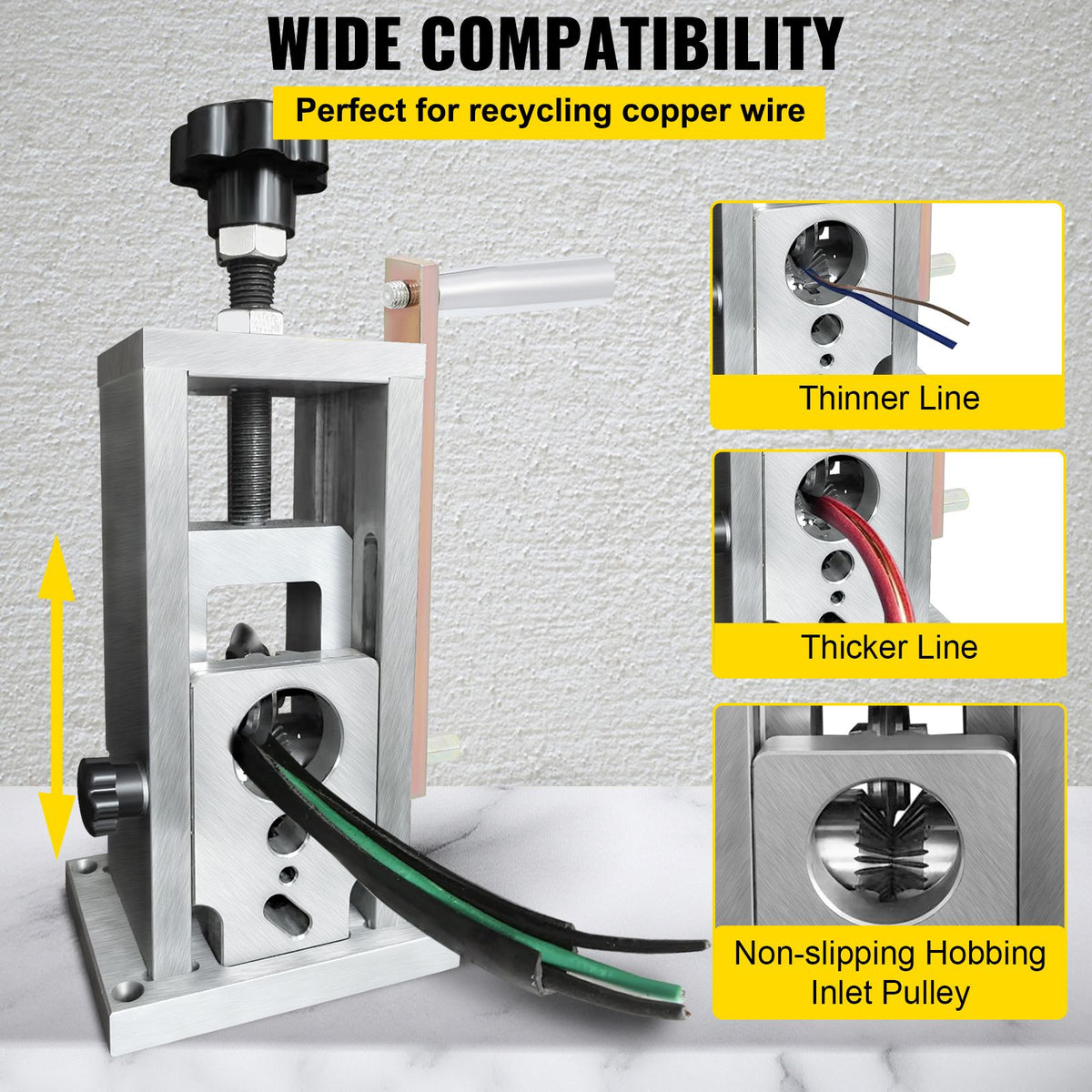 Wire Stripping Machine, 1.5-40 mm Drill Powered, Manual Copper Stripper w Heat Treated Steel Ultra Long Lasting Blade, Compact & Portable for Scrap Cable Peeling Recycling