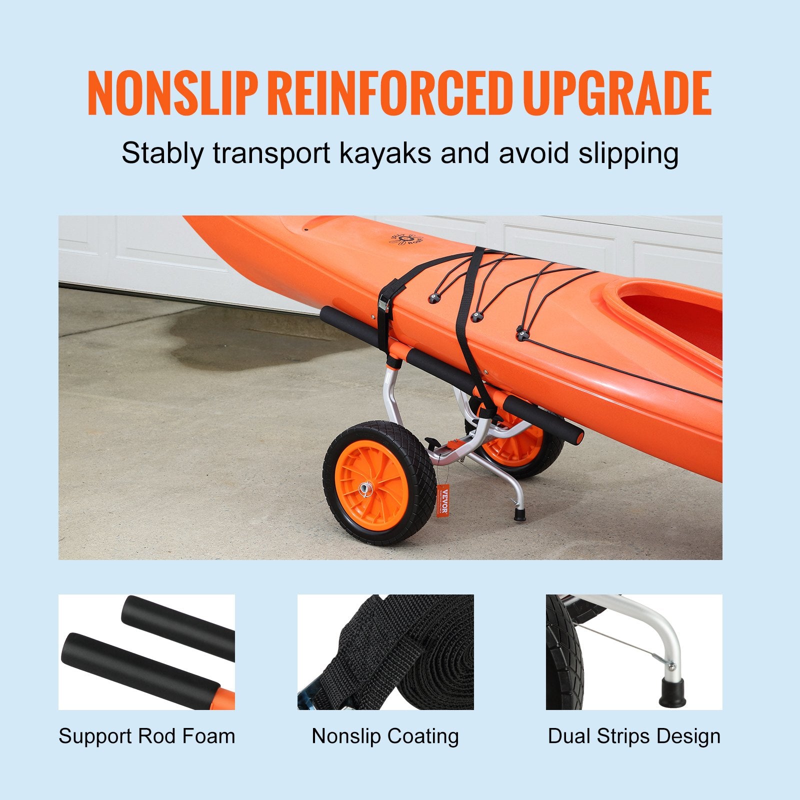 Boating Accessories: VEVOR Adjustable Kayak Cart Canoe Boat Carrier 450lbs Load with 12'' Solid Tires