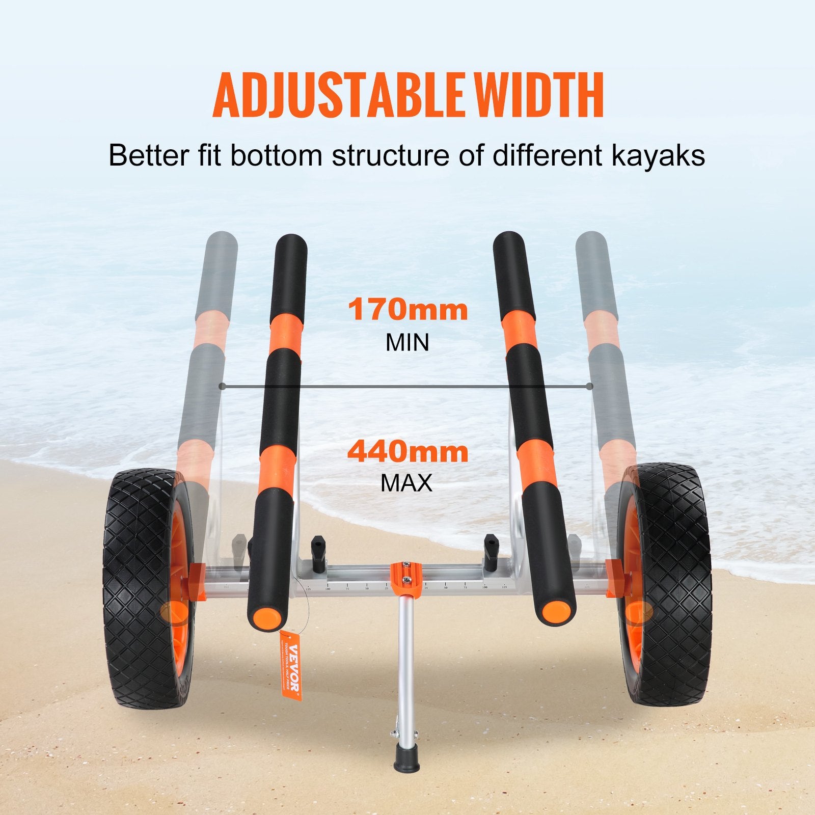 Boating Accessories: VEVOR Adjustable Kayak Cart Canoe Boat Carrier 450lbs Load with 12'' Solid Tires