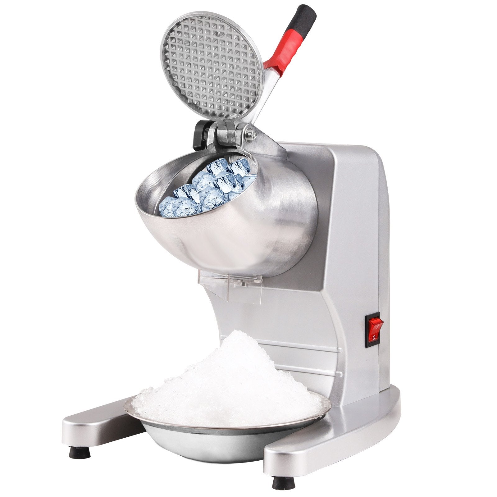 Seasonings & Spices: VEVOR Ice Crushers Machine, 220lbs Per Hour Electric Snow Cone Maker with 4 Blades, 300W Electric Ice Crusher with Cover and Bowl for Home and Commercial Use, Silver