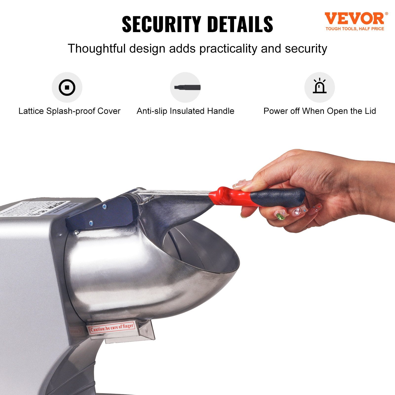 Seasonings & Spices: VEVOR Ice Crushers Machine, 220lbs Per Hour Electric Snow Cone Maker with 4 Blades, 300W Electric Ice Crusher with Cover and Bowl for Home and Commercial Use, Silver