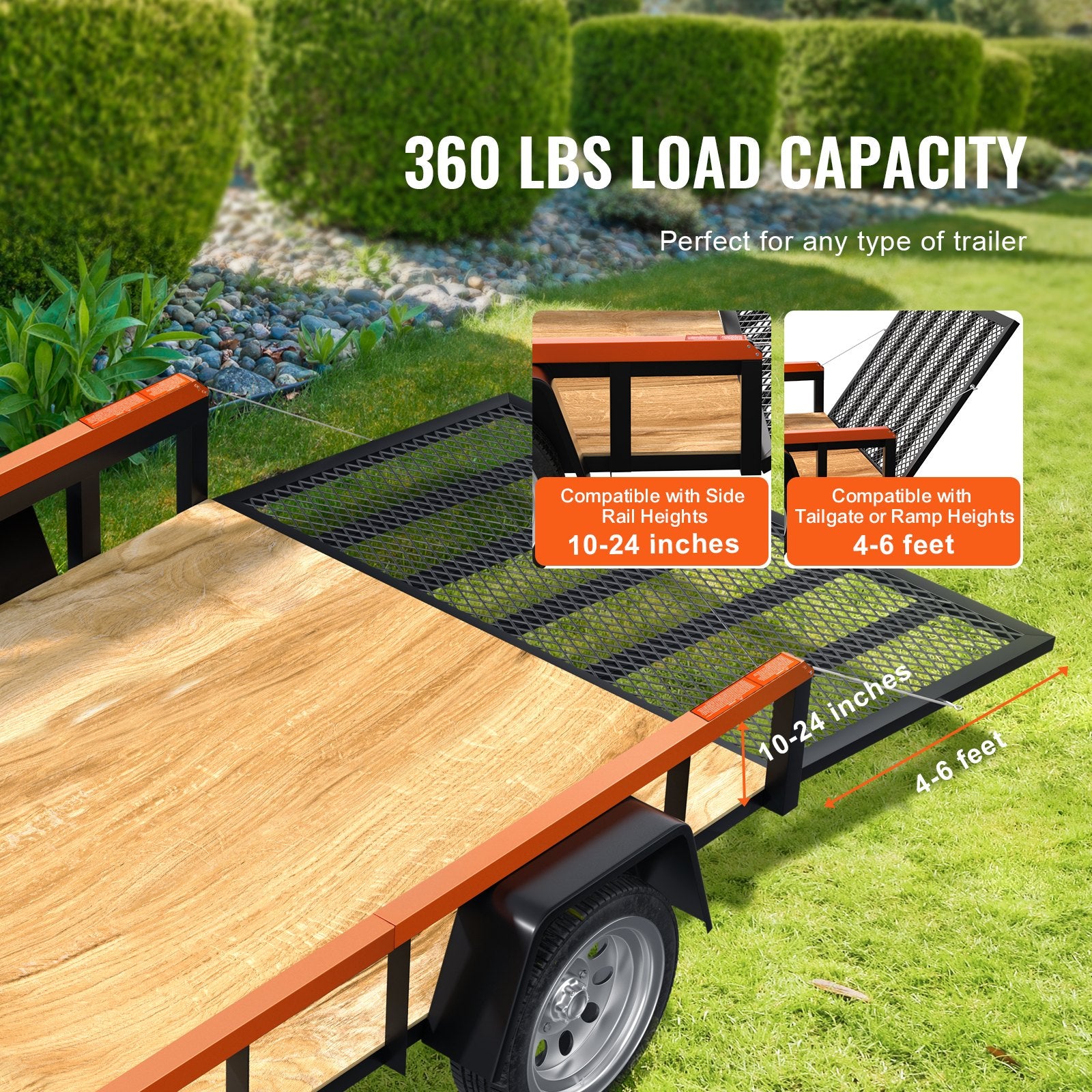 Automotive Parts: VEVOR 2-Sided Trailer Tailgate Lift Assist, 163 kg Load Capacity, Compatible with Open Utility Trailer Tailgate and Ramp, with 25.4-61 cm Heights Side Rail and 1.22-1.83 m Height Tail Gate or Ramp