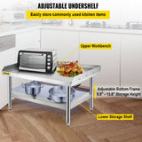 BBQs & Accessories: VEVOR Stainless Steel Equipment Grill Stand, 122 x 76 x 61cm Stainless Table, Grill Stand Table with Adjustable Storage Undershelf, Equipment Stand Grill Table for Hotel, Home, Restaurant Kitchen