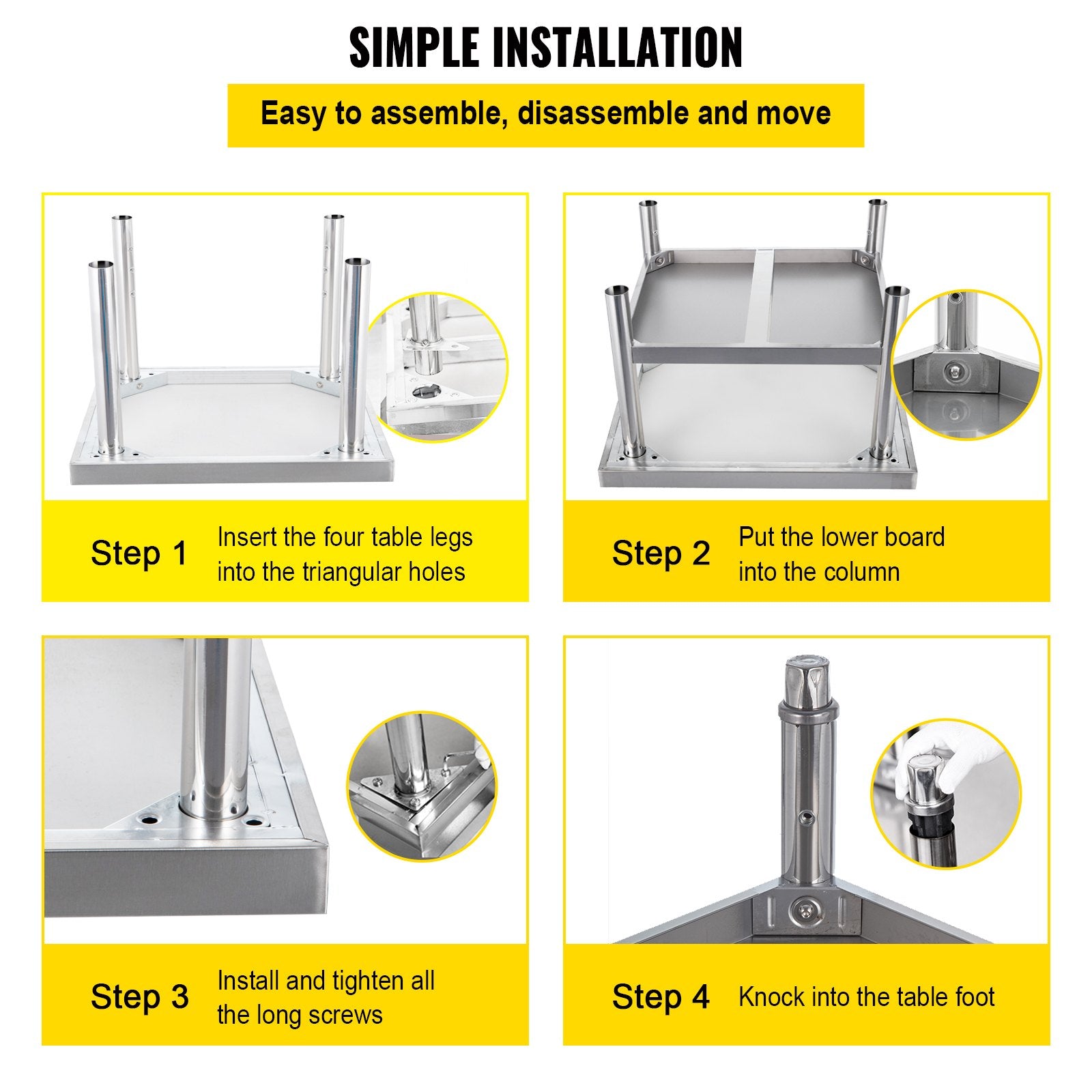 BBQs & Accessories: VEVOR Stainless Steel Equipment Grill Stand, 122 x 76 x 61cm Stainless Table, Grill Stand Table with Adjustable Storage Undershelf, Equipment Stand Grill Table for Hotel, Home, Restaurant Kitchen