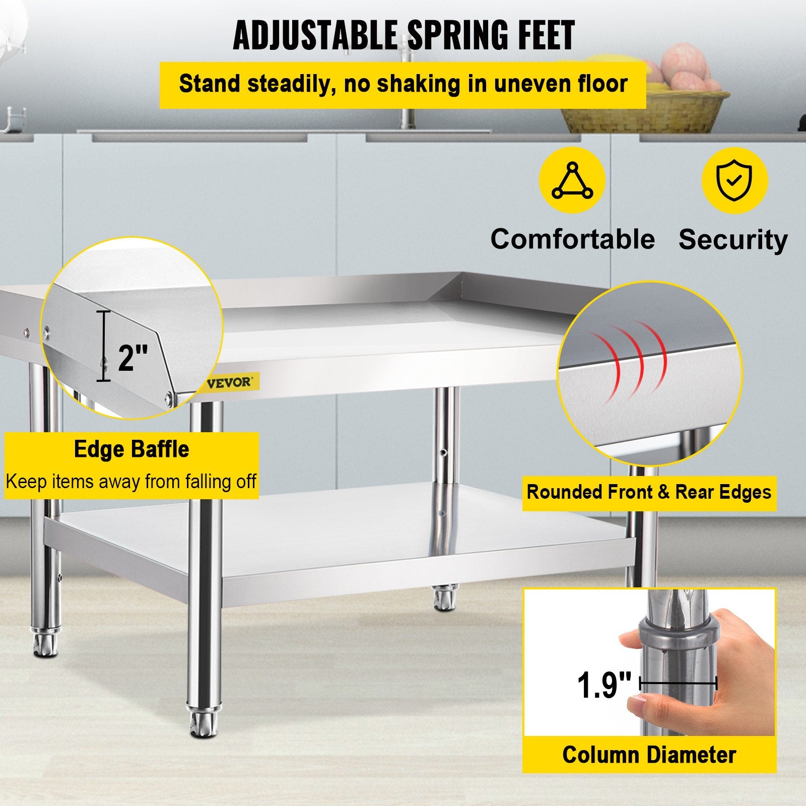 BBQs & Accessories: VEVOR Stainless Steel Equipment Grill Stand, 152x76x61 cm Stainless Table, Grill Stand Table with Adjustable Storage Undershelf, Equipment Stand Grill Table for Hotel, Home, Restaurant Kitchen