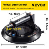 Audio Accessories: VEVOR Glass Suction Cup, 8'' Vacuum Suction Cup, 220lbs Load Capacity Vacuum Glass Lifter with Plastic Handle, Heavy-Duty Hand-Held Glass Lifter For Granite & Glass Lifting, With a free case