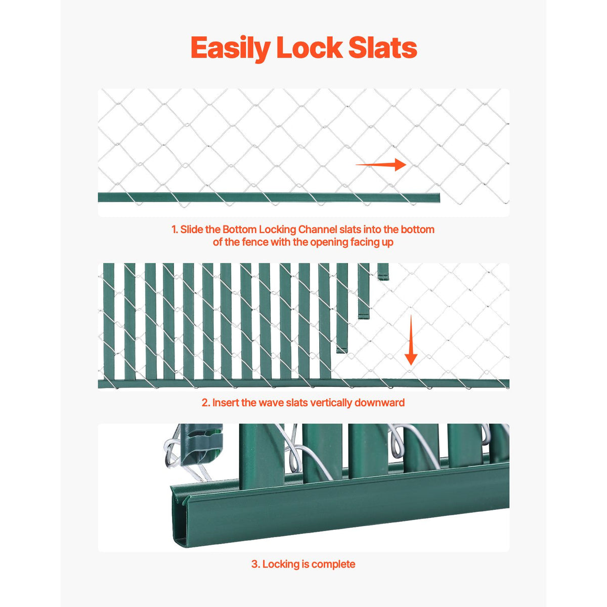 Bottom Locking Privacy Slats, Double-Wall Vertical Bottom-Locking Slats for Chain-Link Fence, High-Density HDPE Chain Link Slats Ideally Fit 1.2 m High Fence for Garden Farm Sports Field(Green)