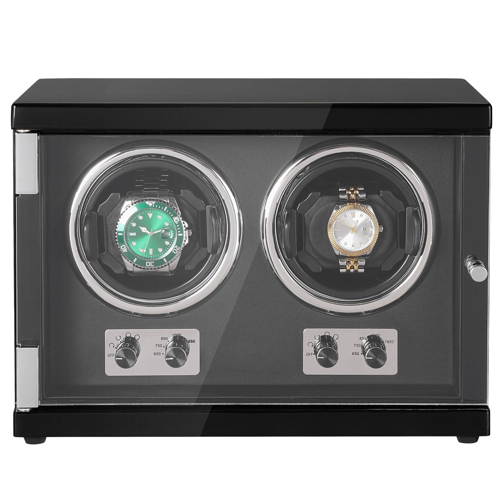 Gardening Tools: VEVOR Watch Winder, Dual Watch Winder for Men's and Women's Automatic Watch, with 2 Super Quiet Japanese Mabuchi Motors, Blue LED Light and Adapter, High-Density Board Shell and Black PU