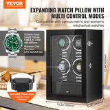 Men's Watches: VEVOR Watch Winder, Watch Winder for 4 Men's and Women's Automatic Watches, with 4 Super Quiet Japanese Mabuchi Motors, Blue LED Light and Adapter, High-Density Board Shell and Black PU