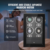 Men's Watches: VEVOR Watch Winder, Watch Winder for 4 Men's and Women's Automatic Watches, with 4 Super Quiet Japanese Mabuchi Motors, Blue LED Light and Adapter, High-Density Board Shell and Black PU