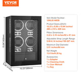 Men's Watches: VEVOR Watch Winder, Watch Winder for 4 Men's and Women's Automatic Watches, with 4 Super Quiet Japanese Mabuchi Motors, Blue LED Light and Adapter, High-Density Board Shell and Black PU
