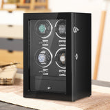 Men's Watches: VEVOR Watch Winder, Watch Winder for 4 Men's and Women's Automatic Watches, with 4 Super Quiet Japanese Mabuchi Motors, Blue LED Light and Adapter, High-Density Board Shell and Black PU