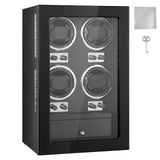 Men's Watches: VEVOR Watch Winder, Watch Winder for 4 Men's and Women's Automatic Watches, with 4 Super Quiet Japanese Mabuchi Motors, Blue LED Light and Adapter, High-Density Board Shell and Black PU