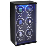 Men's Watches: VEVOR Watch Winder, Watch Winder for 6 Men's and Women's Automatic Watches, with 6 Super Quiet Japanese Mabuchi Motors, Blue LED Light and Adapter, High-Density Board Shell and Black PU