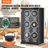 Men's Watches: VEVOR Watch Winder, Watch Winder for 6 Men's and Women's Automatic Watches, with 6 Super Quiet Japanese Mabuchi Motors, Blue LED Light and Adapter, High-Density Board Shell and Black PU