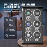 Men's Watches: VEVOR Watch Winder, Watch Winder for 6 Men's and Women's Automatic Watches, with 6 Super Quiet Japanese Mabuchi Motors, Blue LED Light and Adapter, High-Density Board Shell and Black PU