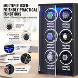 Men's Watches: VEVOR Watch Winder, Watch Winder for 6 Men's and Women's Automatic Watches, with 6 Super Quiet Japanese Mabuchi Motors, Blue LED Light and Adapter, High-Density Board Shell and Black PU