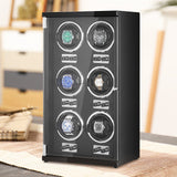 Men's Watches: VEVOR Watch Winder, Watch Winder for 6 Men's and Women's Automatic Watches, with 6 Super Quiet Japanese Mabuchi Motors, Blue LED Light and Adapter, High-Density Board Shell and Black PU
