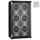 Men's Watches: VEVOR Watch Winder, Watch Winder for 6 Men's and Women's Automatic Watches, with 6 Super Quiet Japanese Mabuchi Motors, Blue LED Light and Adapter, High-Density Board Shell and Black PU