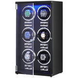 Men's Watches: VEVOR Watch Winder, Watch Winder for 6 Men's and Women's Automatic Watches, with 6 Super Quiet Japanese Mabuchi Motors, Blue LED Light and Adapter, High-Density Board Shell and Black PU