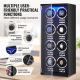 Men's Watches: VEVOR Watch Winder, Watch Winder for 8 Men's and Women's Automatic Watches, with 8 Super Quiet Japanese Mabuchi Motors, Blue LED Light and Adapter, High-Density Board Shell and Black PU