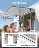Canopies & Gazebos: VEVOR Concession Window 1346x838 mm, Aluminum Alloy Service Window for Food Truck, Up to 85 Degrees Stand Serving Window with 4 Sliding Windows, Awning Door, and Drag Hook, for Concession Trailers