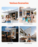 Canopies & Gazebos: VEVOR Concession Window 1346x838 mm, Aluminum Alloy Service Window for Food Truck, Up to 85 Degrees Stand Serving Window with 4 Sliding Windows, Awning Door, and Drag Hook, for Concession Trailers