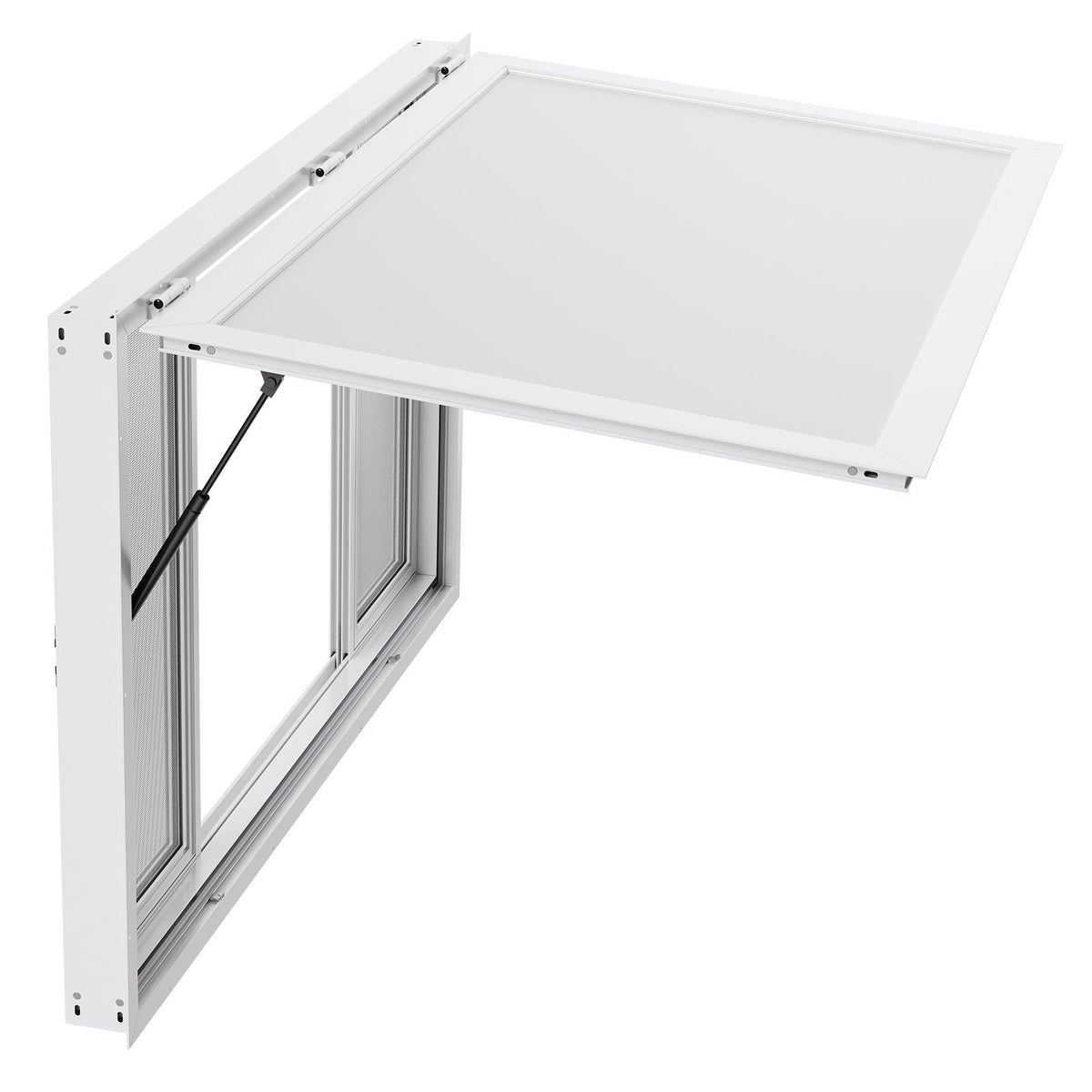 Concession Window 1524x915 mm, Aluminum Alloy Service Window for Food Truck, Up to 85 Degrees Stand Serving Window with 4 Sliding Windows, Awning Door, and Drag Hook, for Concession Trailers