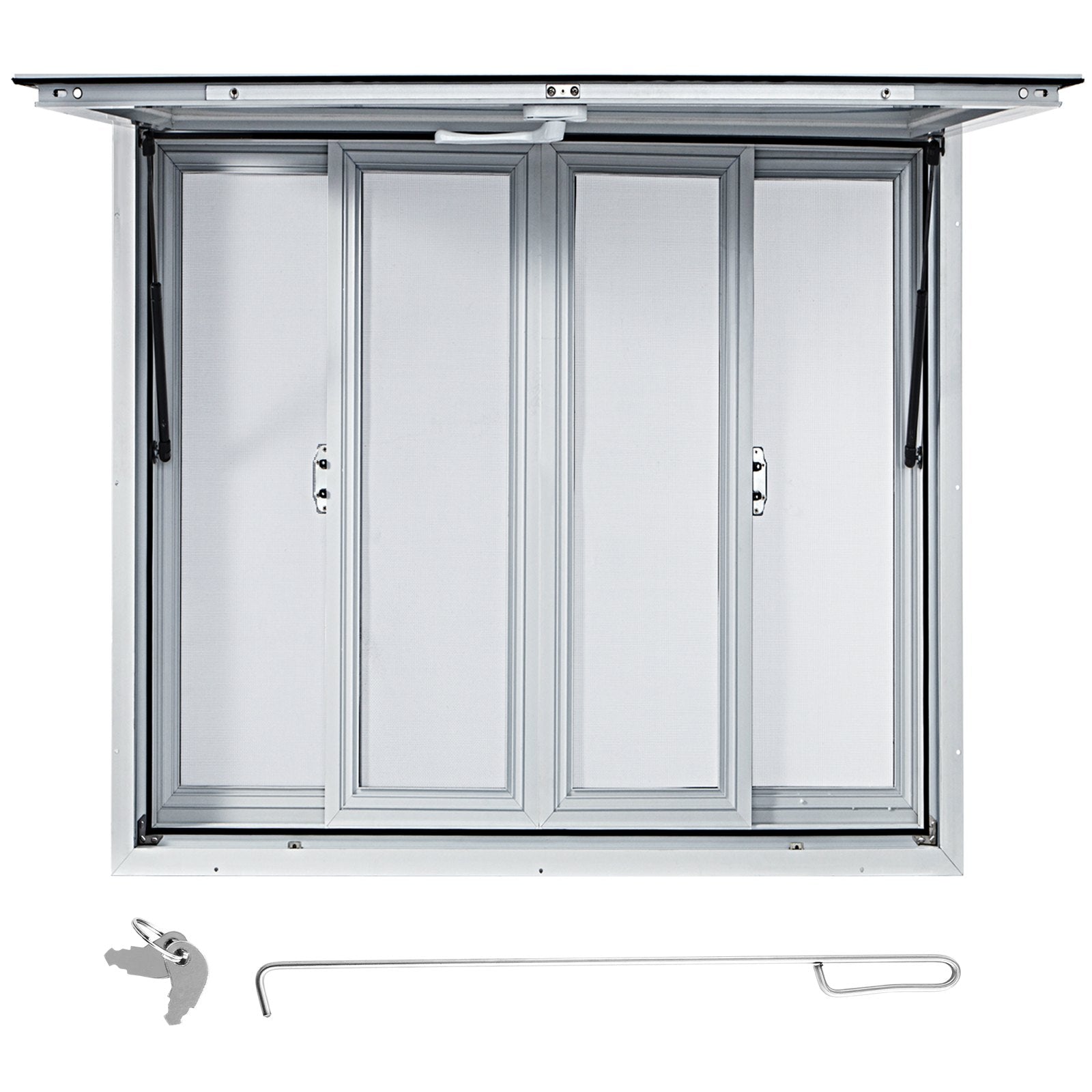 Canopies & Gazebos: VEVOR Concession Window, 91.4 x 91.4 cm Aluminum Alloy Food Truck Service Window with 4 Horizontal Sliding Screen Windows & Awning Door & Drag Hook, Serving Window for Food Trucks Concession Trailers