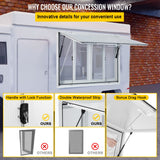 Canopies & Gazebos: VEVOR Concession Window, 91.4 x 91.4 cm Aluminum Alloy Food Truck Service Window with 4 Horizontal Sliding Screen Windows & Awning Door & Drag Hook, Serving Window for Food Trucks Concession Trailers